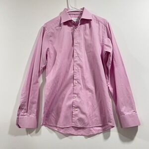 Eton Mens Slim Fit Pink Twill Dress Shirt 15.5 39 Cotton Spread Collar Sweden